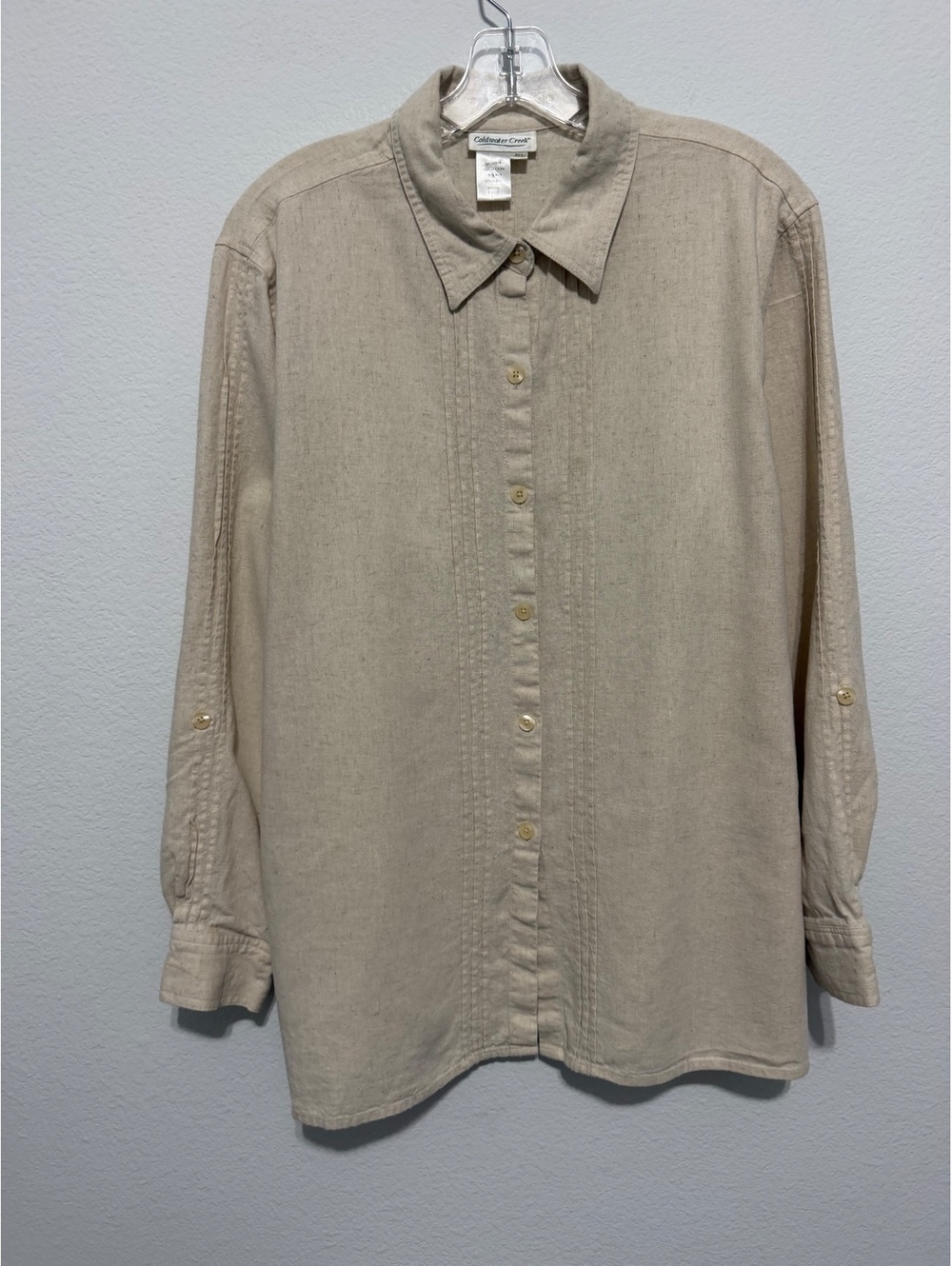Coldwater Creek Long Sleeve Button Up Collared Linen Blend Shirt Women's Size XL